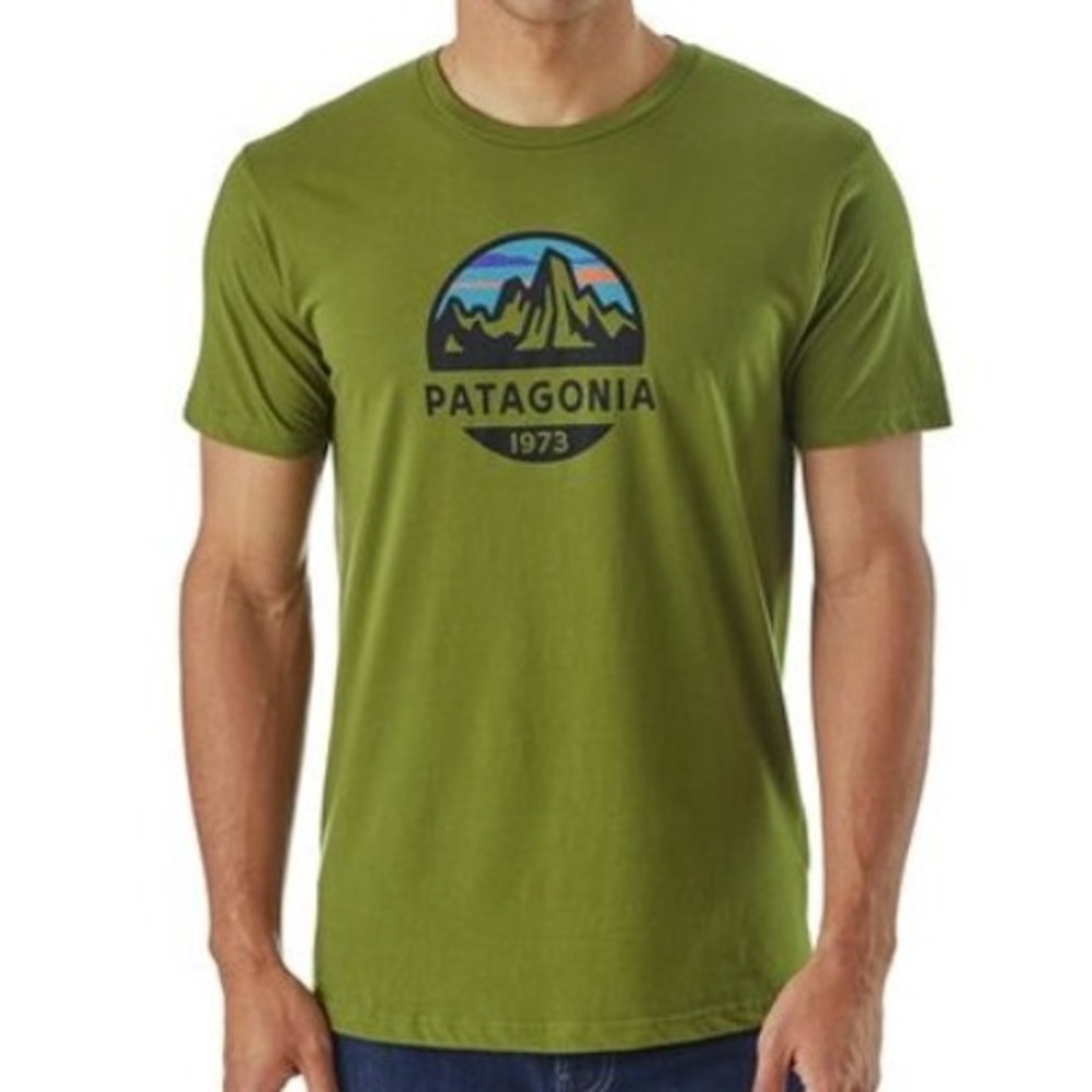 Patagonia Logo Graphic T Shirt Olive Green Men's‎ Size Large Organic Cotton